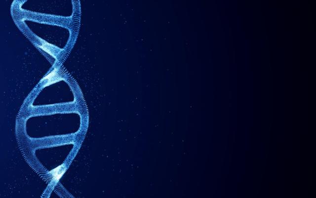DNA structure in dark background. Science and medicine concepts.